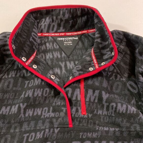 Tommy Hilfiger Sport Black and Red Logo Fleece Unisex - Picture 8 of 16